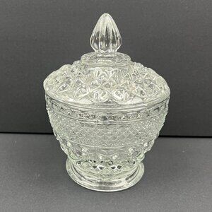 Vintage Anchor Hocking Glass Wexford Sugar Bowl Jar‎ With Lid Candy